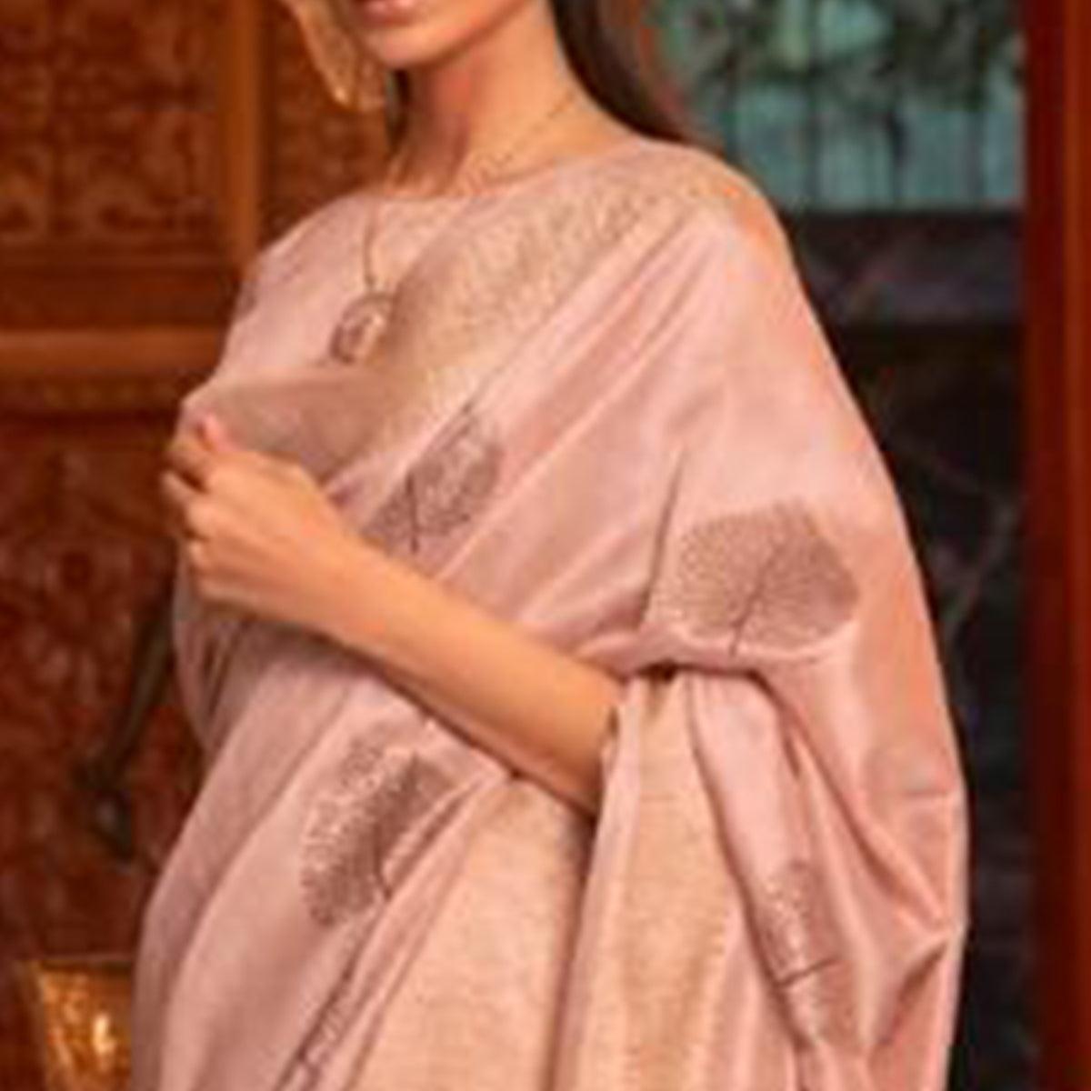 Peach Festive Wear Handloom Sequence Silk Saree - Peachmode