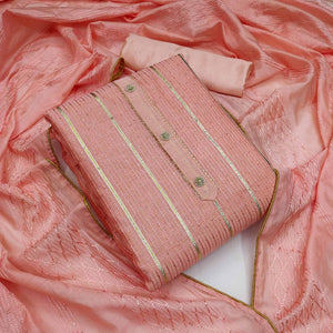 Peach Festive Wear Sequence Embroidered Modal Dress Material - Peachmode