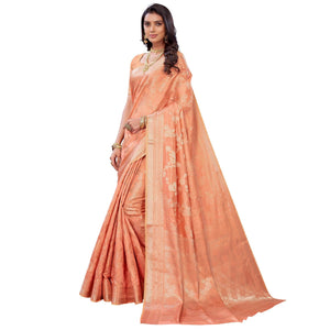 Peach Festive Wear Woven Art Silk Saree - Peachmode