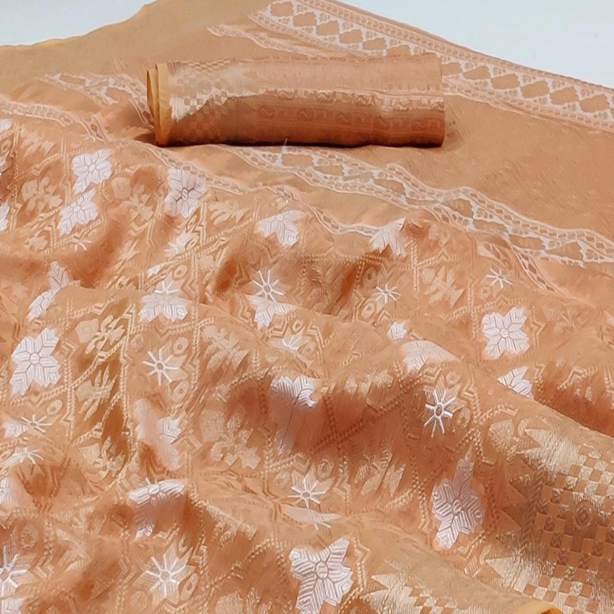 Peach Festive Wear Woven Art Silk Saree - Peachmode