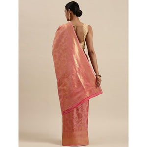 Peach Festive Wear Woven Kanjivaram Silk Saree - Peachmode