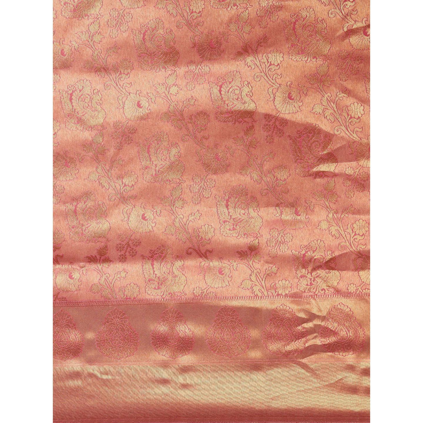 Peach Festive Wear Woven Kanjivaram Silk Saree - Peachmode