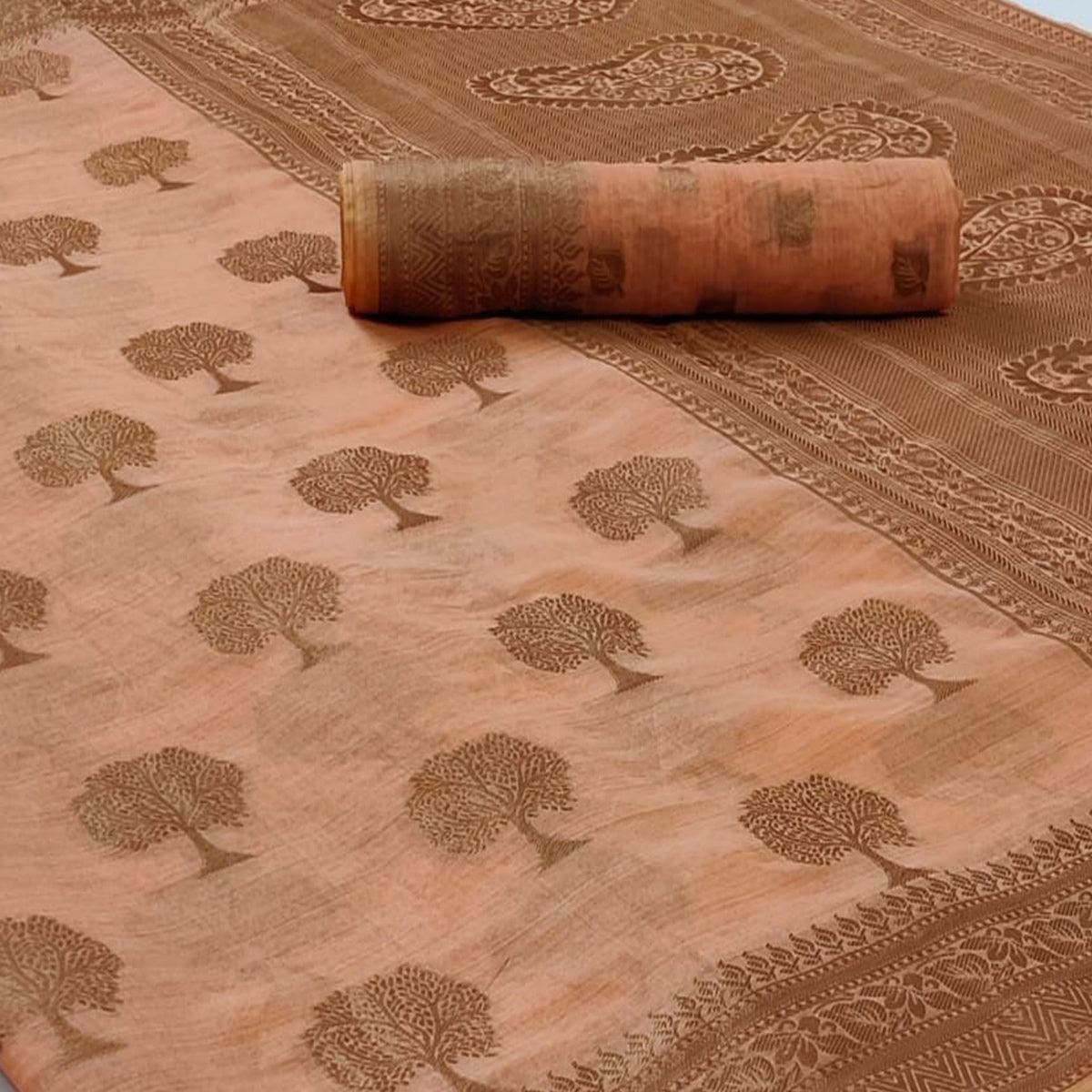 Peach Festive Wear Woven Soft Organza Saree - Peachmode