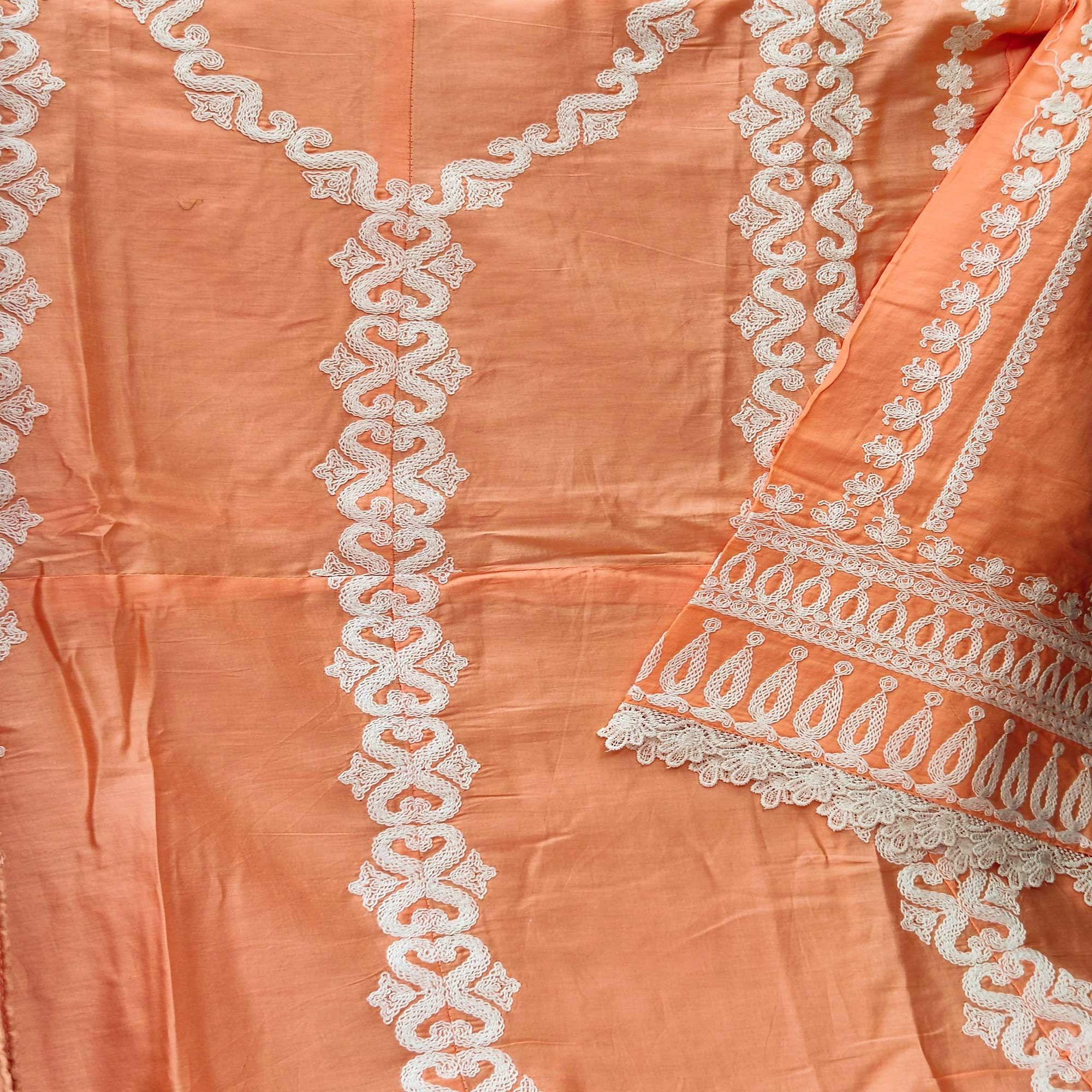 Peach Partywear Embroidered Heavy Jam Cotton Pakistani Suit - Peachmode