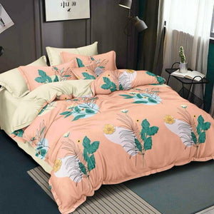 Peach Poly Cotton Double Bedsheet with Pillow Cover - Peachmode