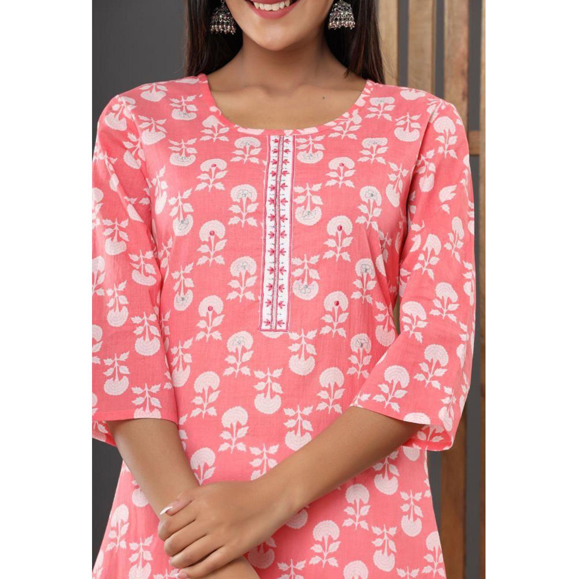 Peach Printed Cotton Kurti - Peachmode