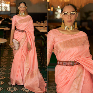 Peach Woven Art Silk Saree - Peachmode