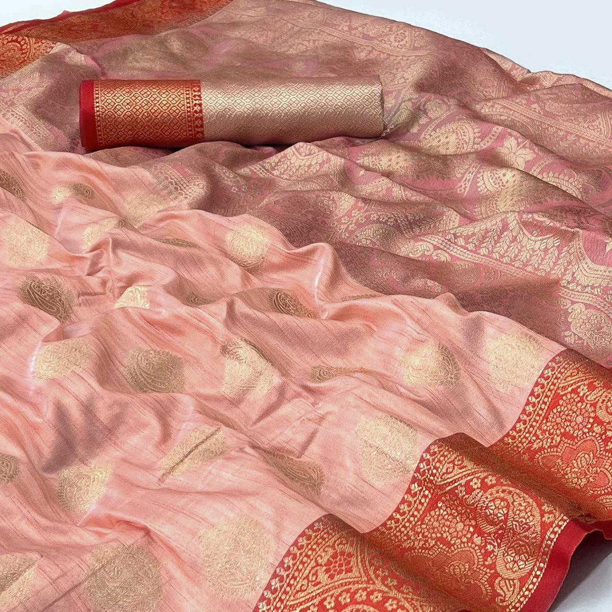 Peach Woven Art Silk Saree - Peachmode