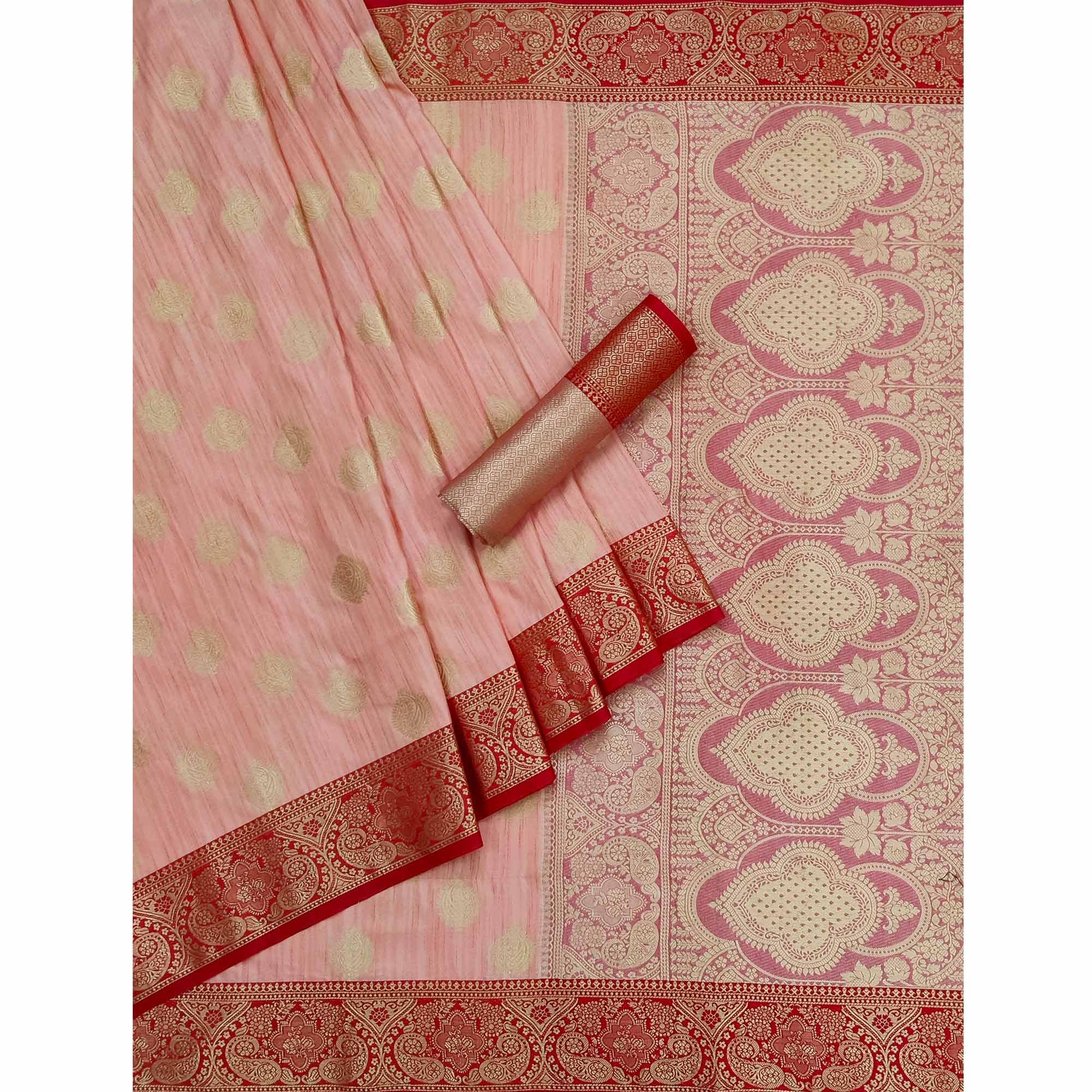 Peach Woven Art Silk Saree - Peachmode
