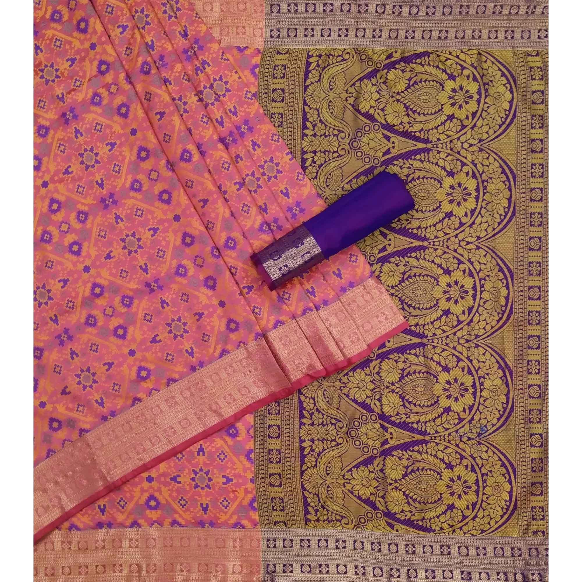 Peach Woven Art Silk Saree - Peachmode