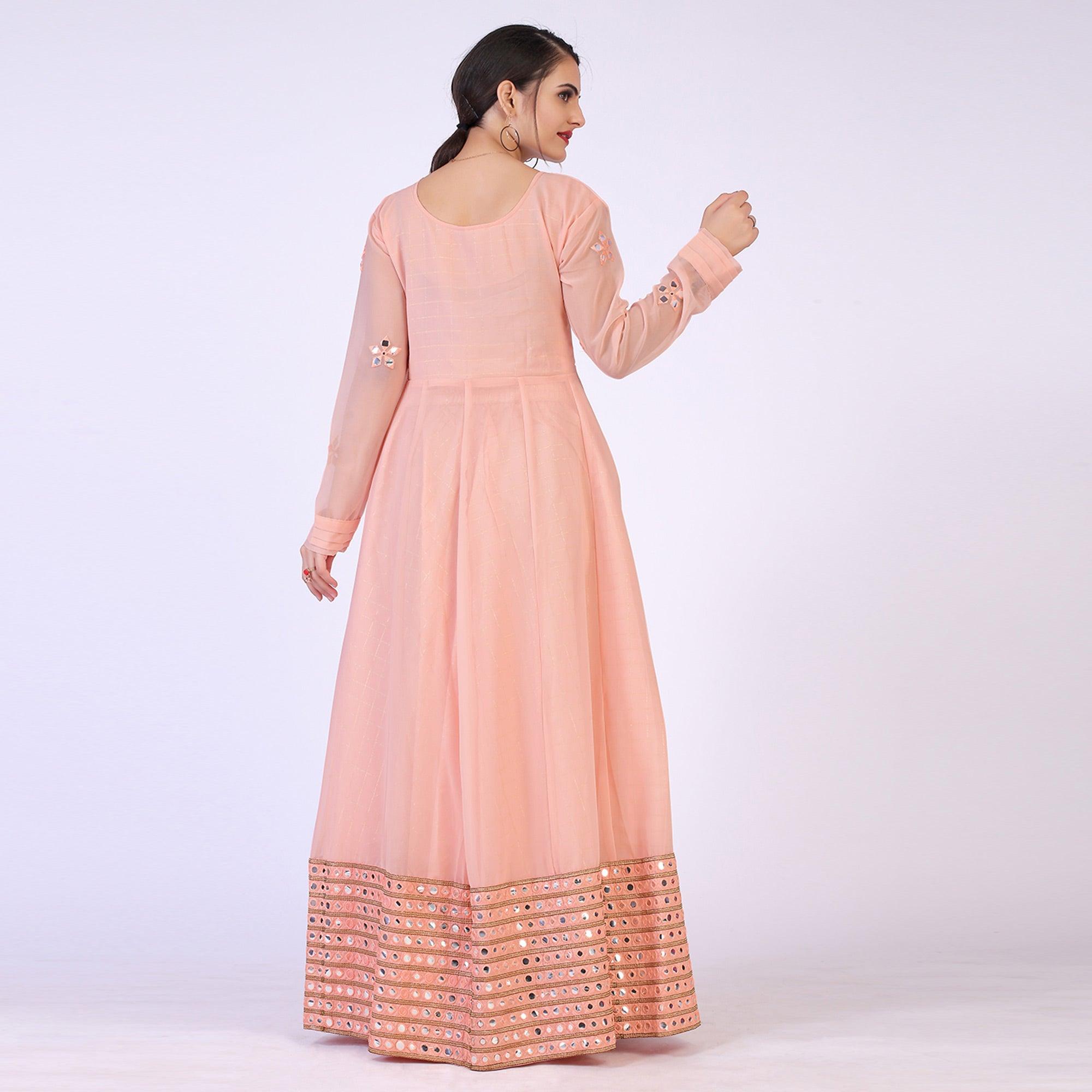 Peach Woven Georgette Lehenga Kameez - Peachmode