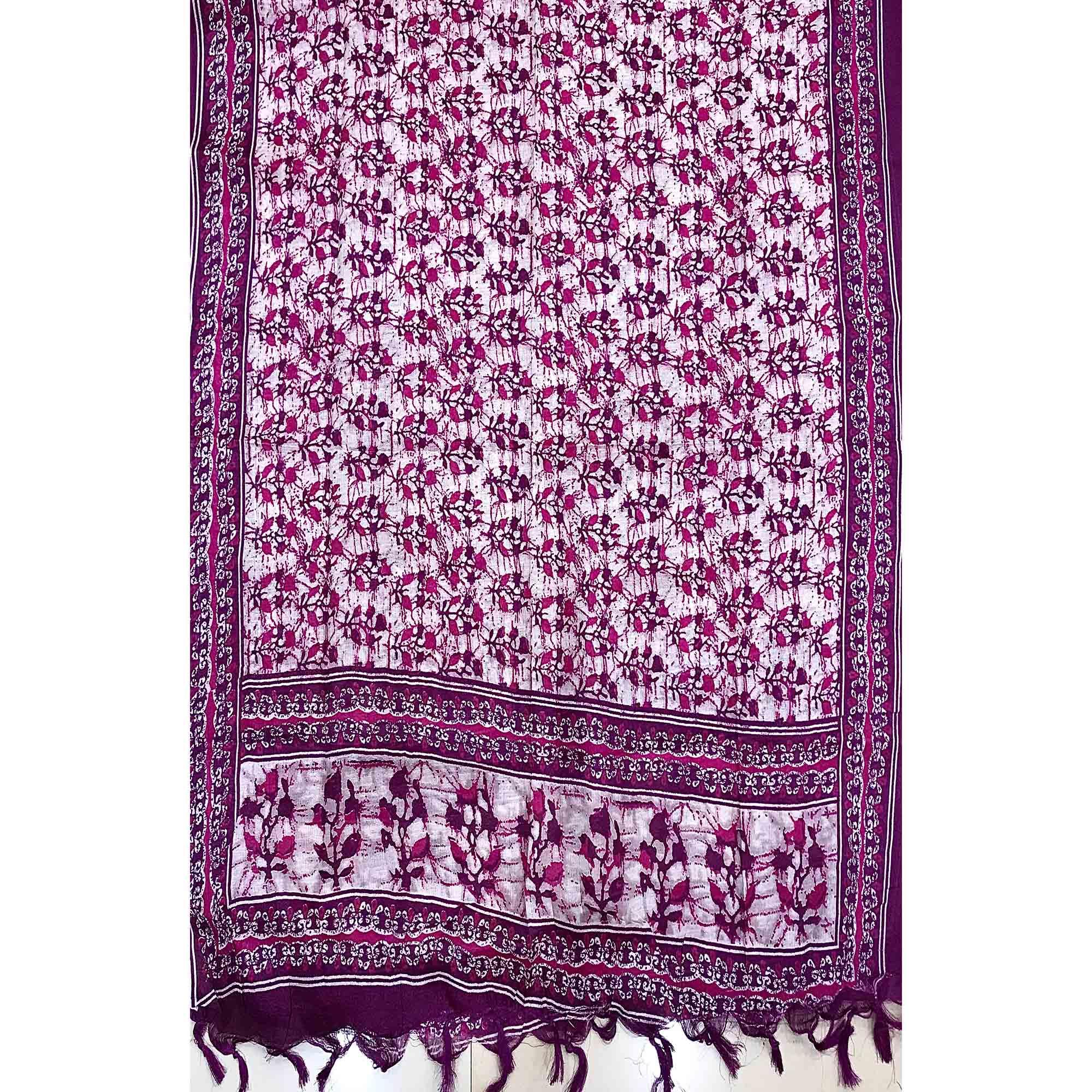Pink Batik Printed Art Silk Dress Material - Peachmode