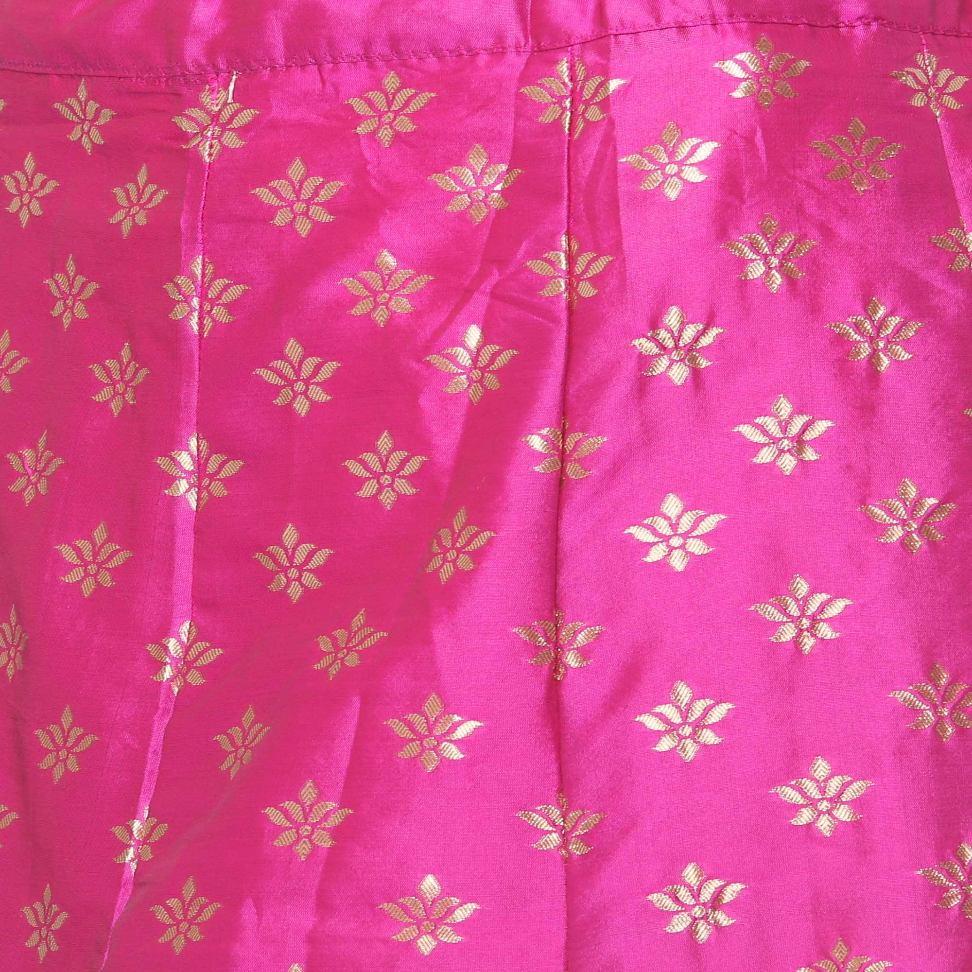 Pink-Blue Festive Wear Woven Jacquard Lehenga Choli - Peachmode