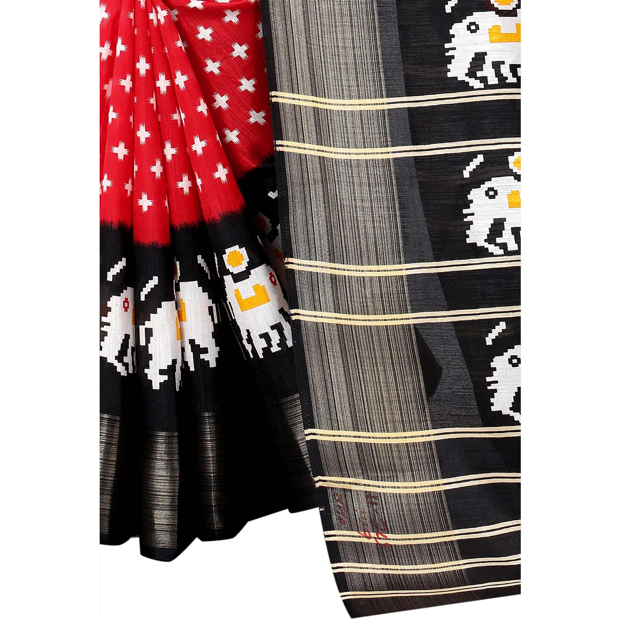 Pink Casual Wear Designer Hand Block Printed Cotton Linen Saree - Peachmode