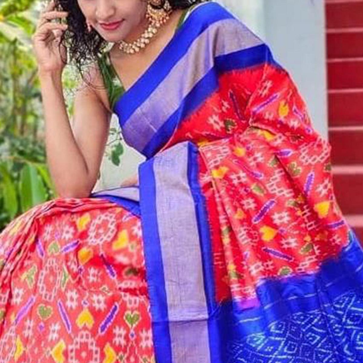 Pink Casual Wear Designer Hand Block Printed Cotton Linen Saree - Peachmode