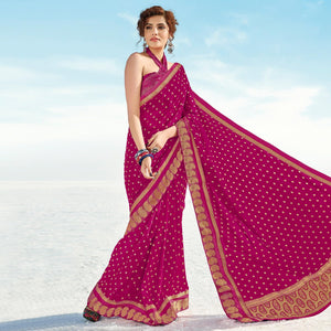 Pink Casual Wear Printed Georgette Saree - Peachmode