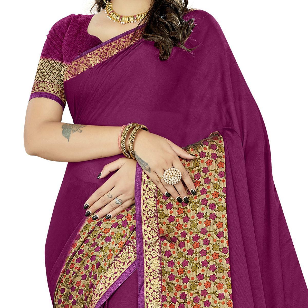Pink Casual Wear Printed Rangoli Silk Saree - Peachmode