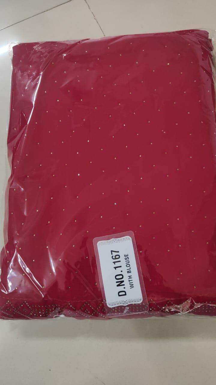 Pink Embellished Georgette Saree - Peachmode