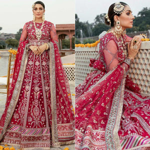 Pink Embroidered Netted Pakistani Suit - Peachmode