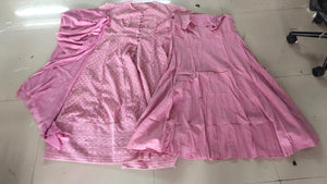 Pink Embroidered With Embellished Georgette Palazzo Suit - Peachmode