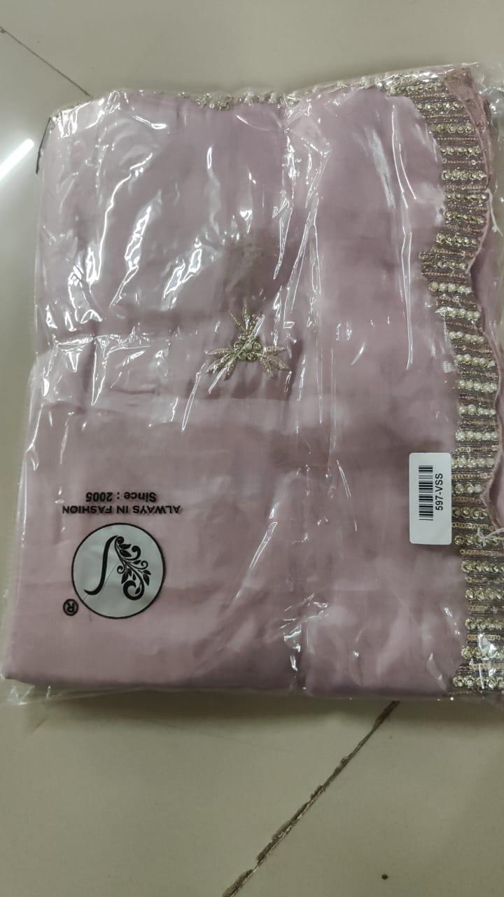 Pink Embroidered With Embellished Georgette Saree - Peachmode