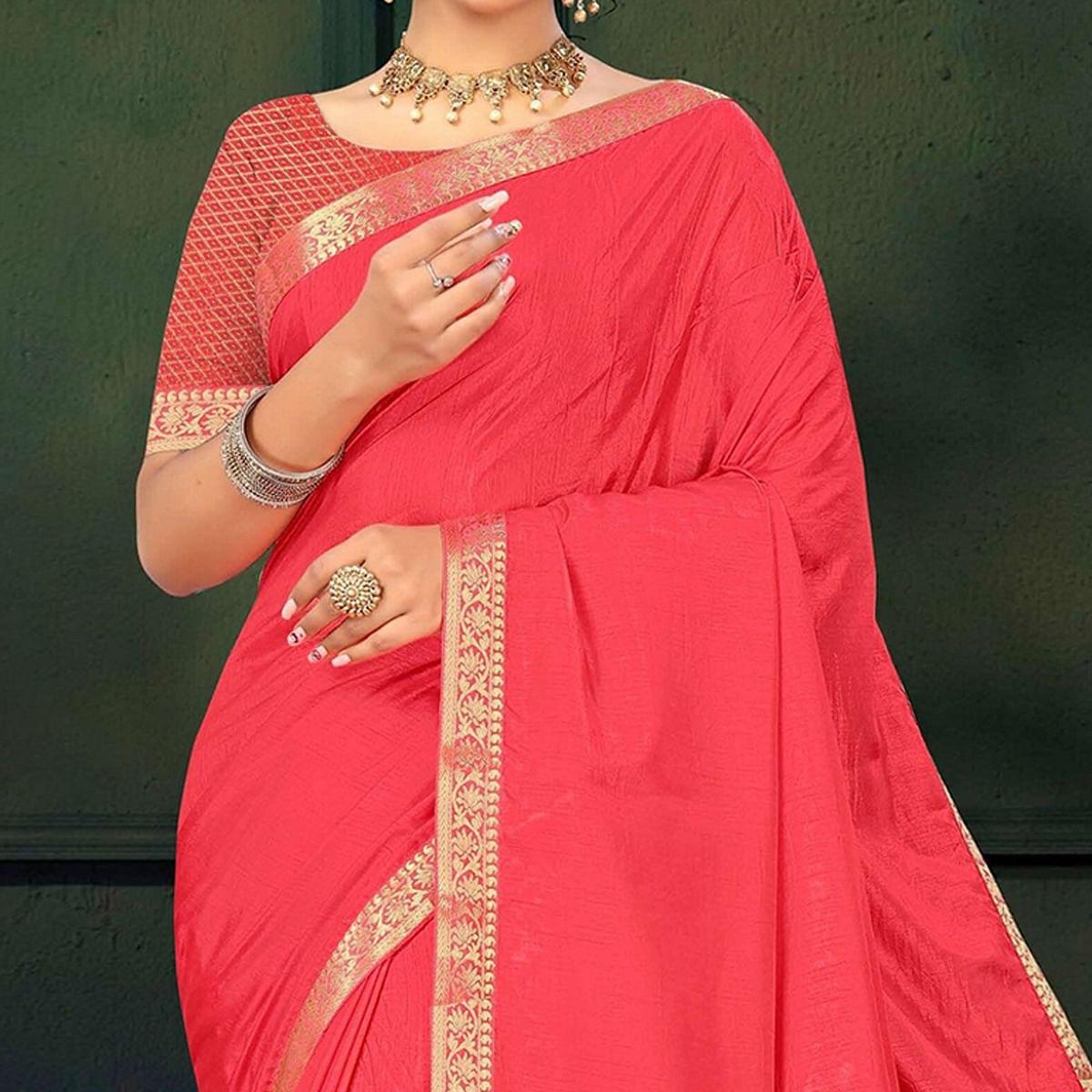 Pink Festive Wear Lace With Stone Work Silk Designer Saree - Peachmode