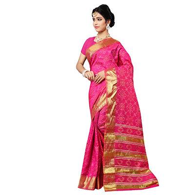Pink Festive Wear Traditional Silk Woven Saree - Peachmode