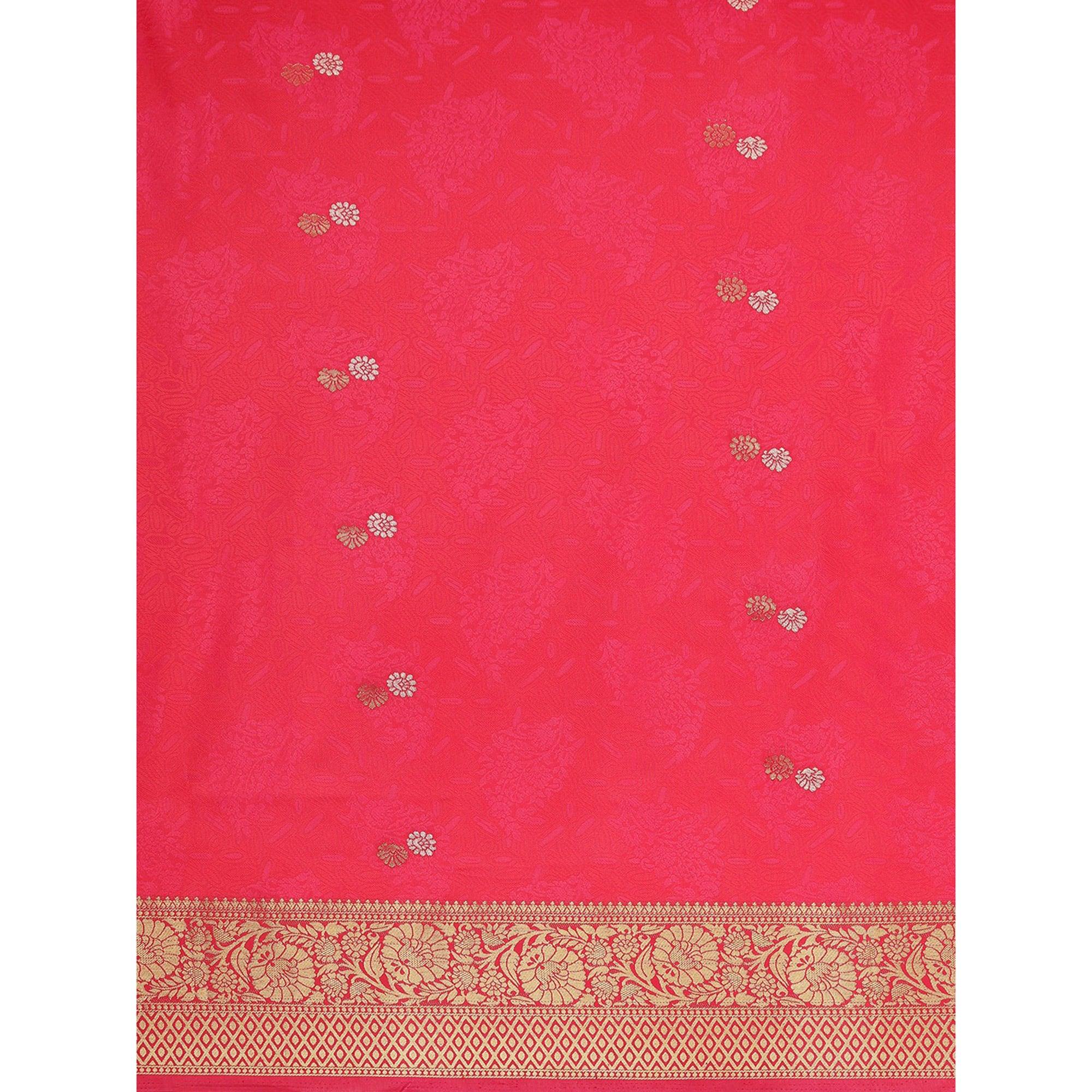 Pink Festive Wear Weaving Banarasi Silk Saree - Peachmode