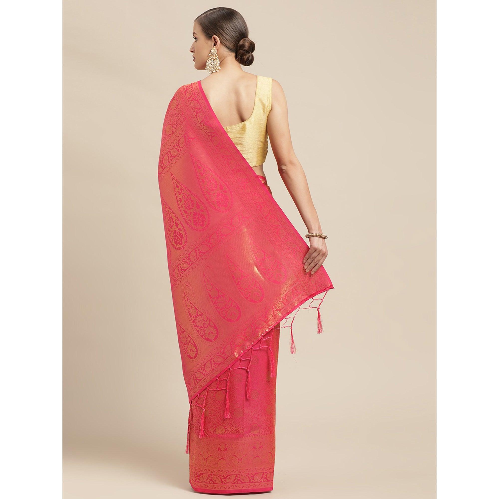 Pink Festive Wear Weaving Kanjivaram Silk Saree - Peachmode