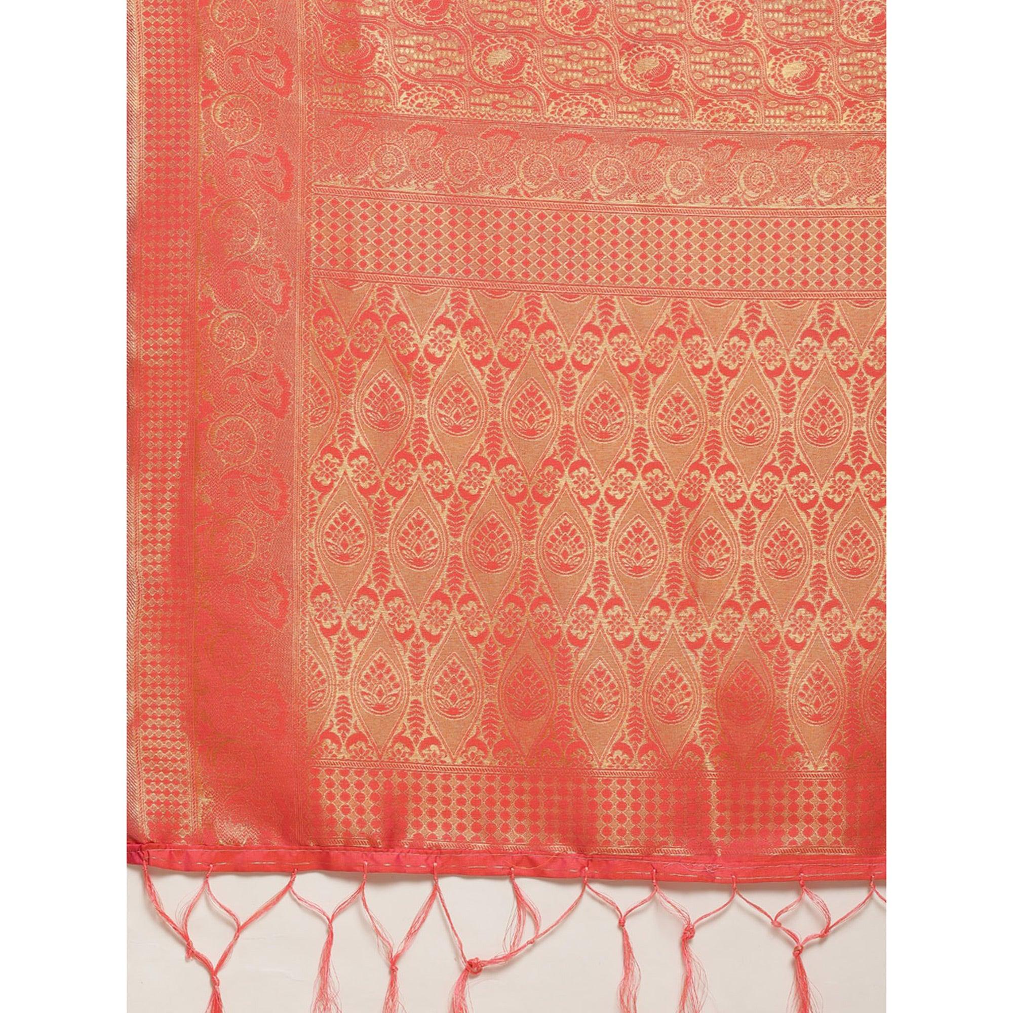 Pink Festive Wear Weaving Kanjivaram Silk Saree - Peachmode