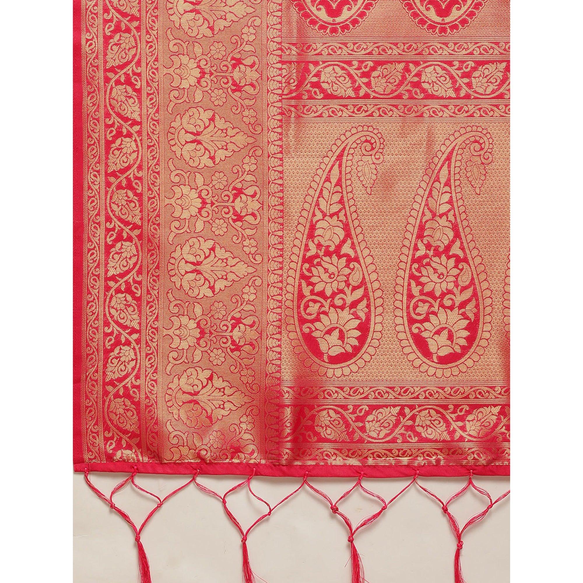 Pink Festive Wear Weaving Kanjivaram Silk Saree - Peachmode