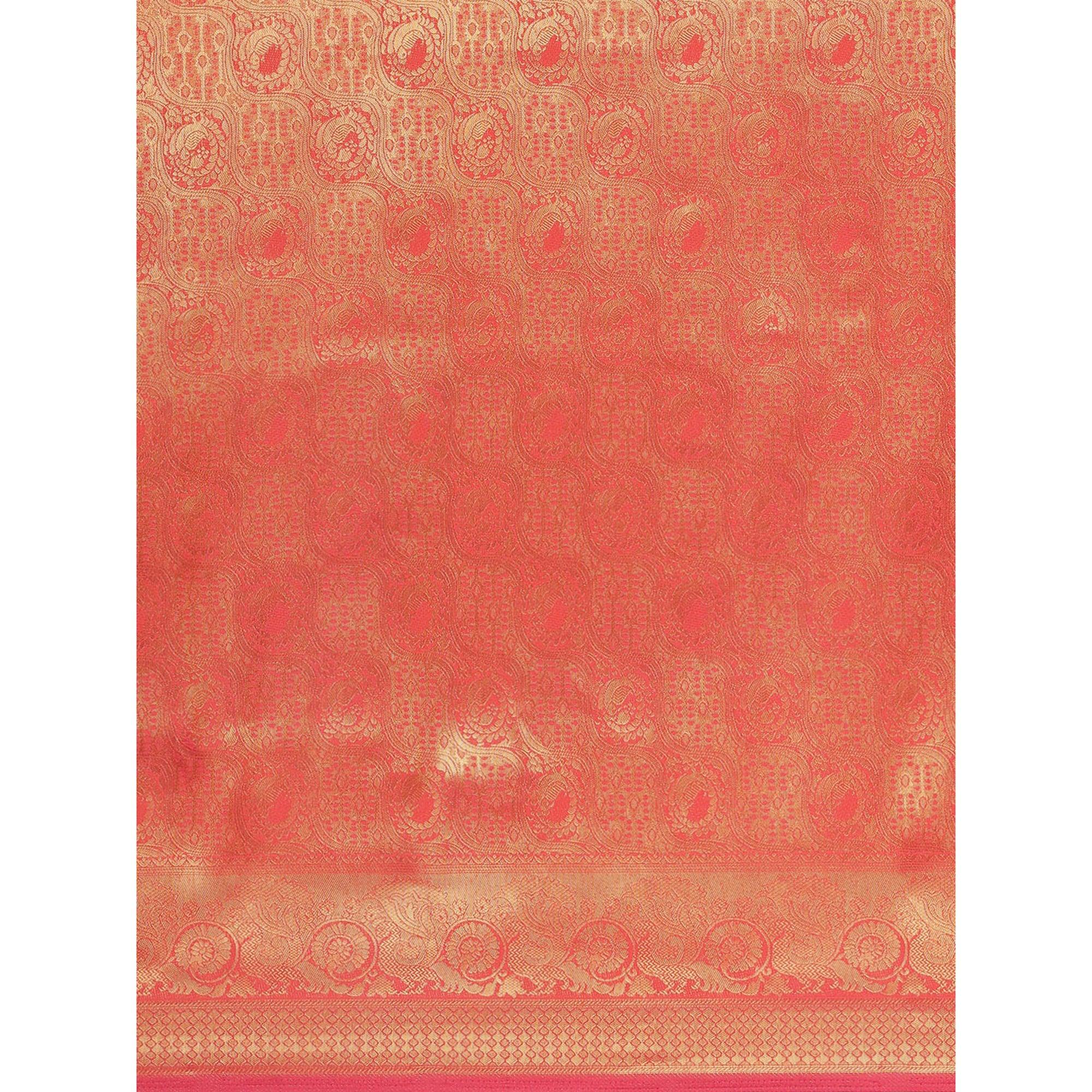 Pink Festive Wear Weaving Kanjivaram Silk Saree - Peachmode