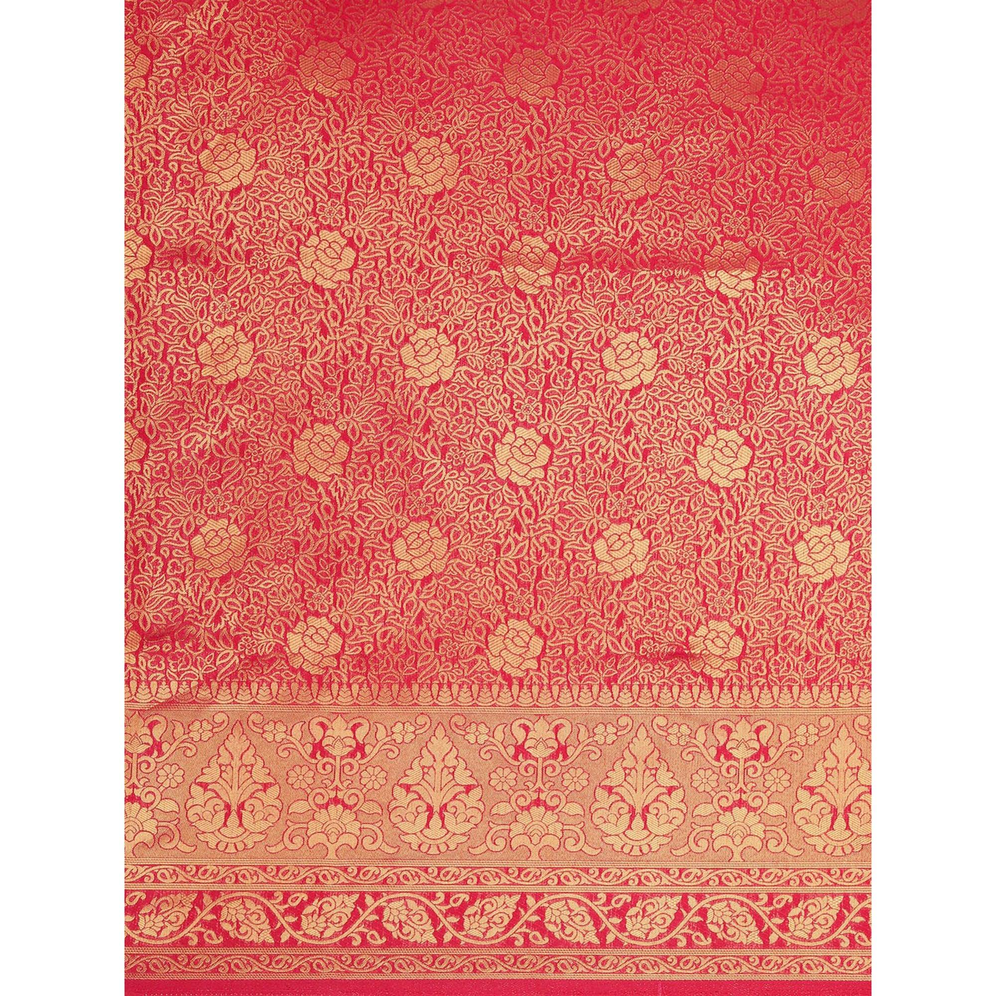 Pink Festive Wear Weaving Kanjivaram Silk Saree - Peachmode