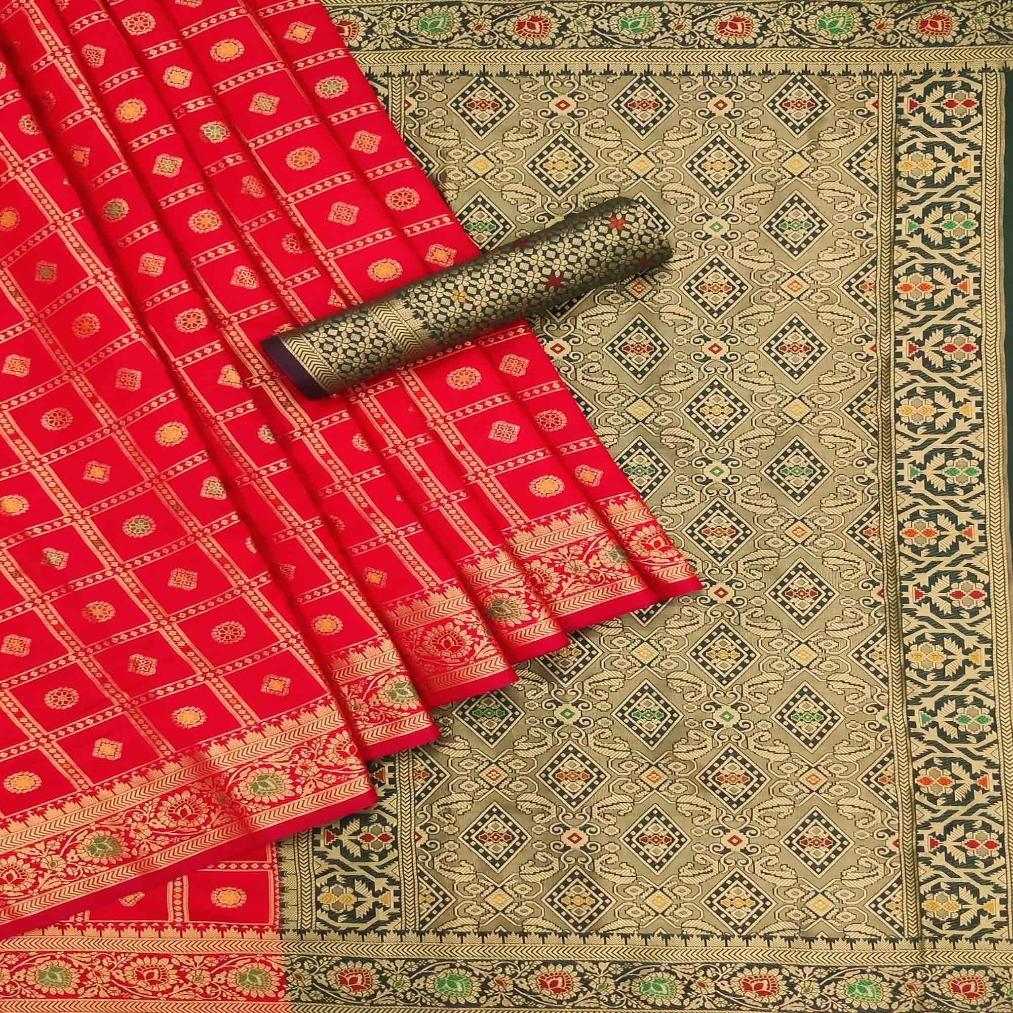 Pink Festive Wear Weaving Silk Saree - Peachmode