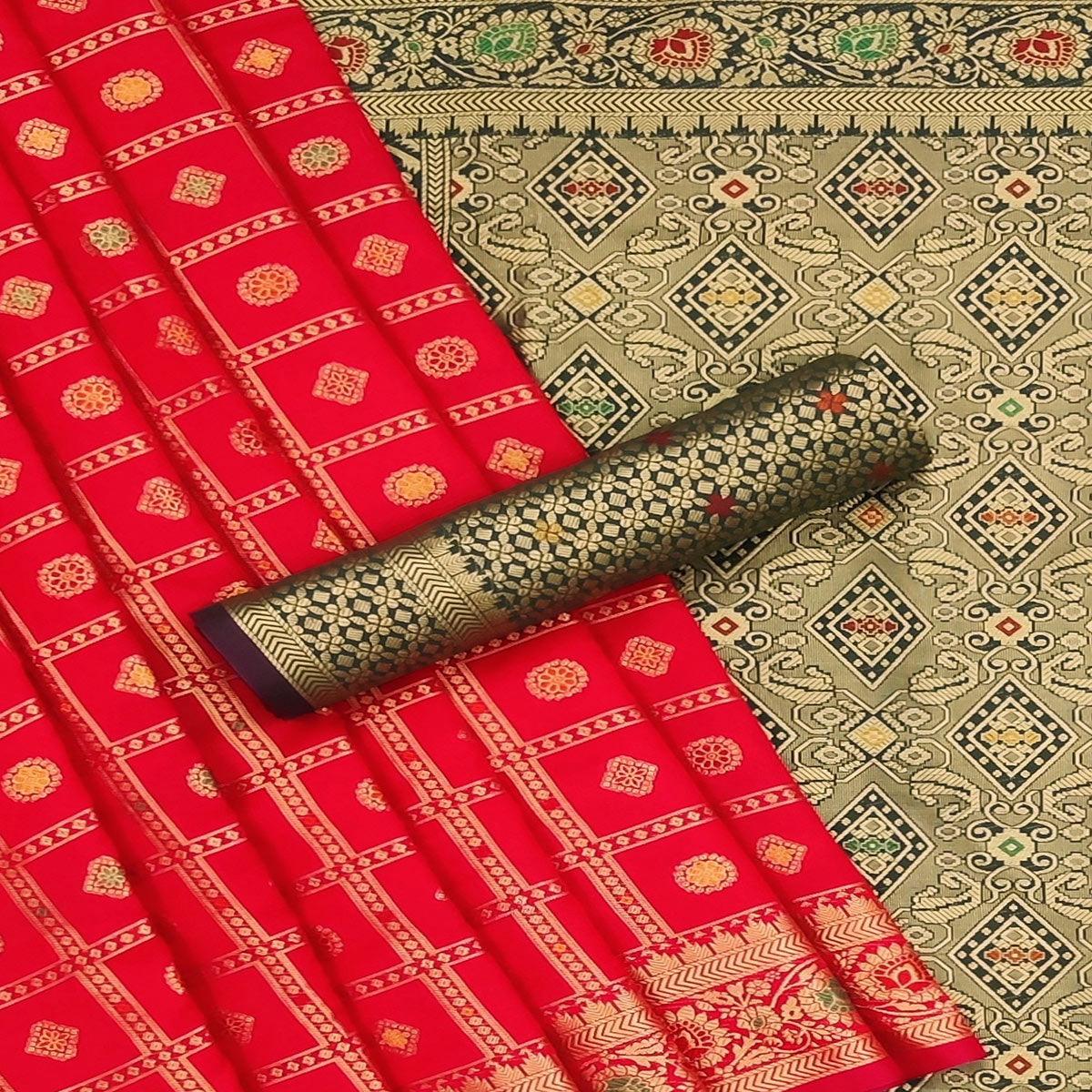 Pink Festive Wear Weaving Silk Saree - Peachmode