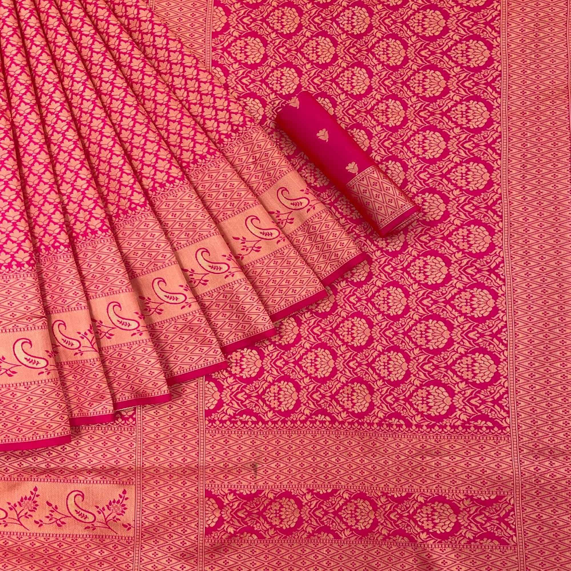 Pink Festive Wear Woven Art Silk Saree - Peachmode