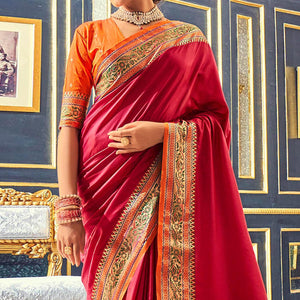 Pink Festive Wear Woven Banarasi Silk Paithani Saree - Peachmode