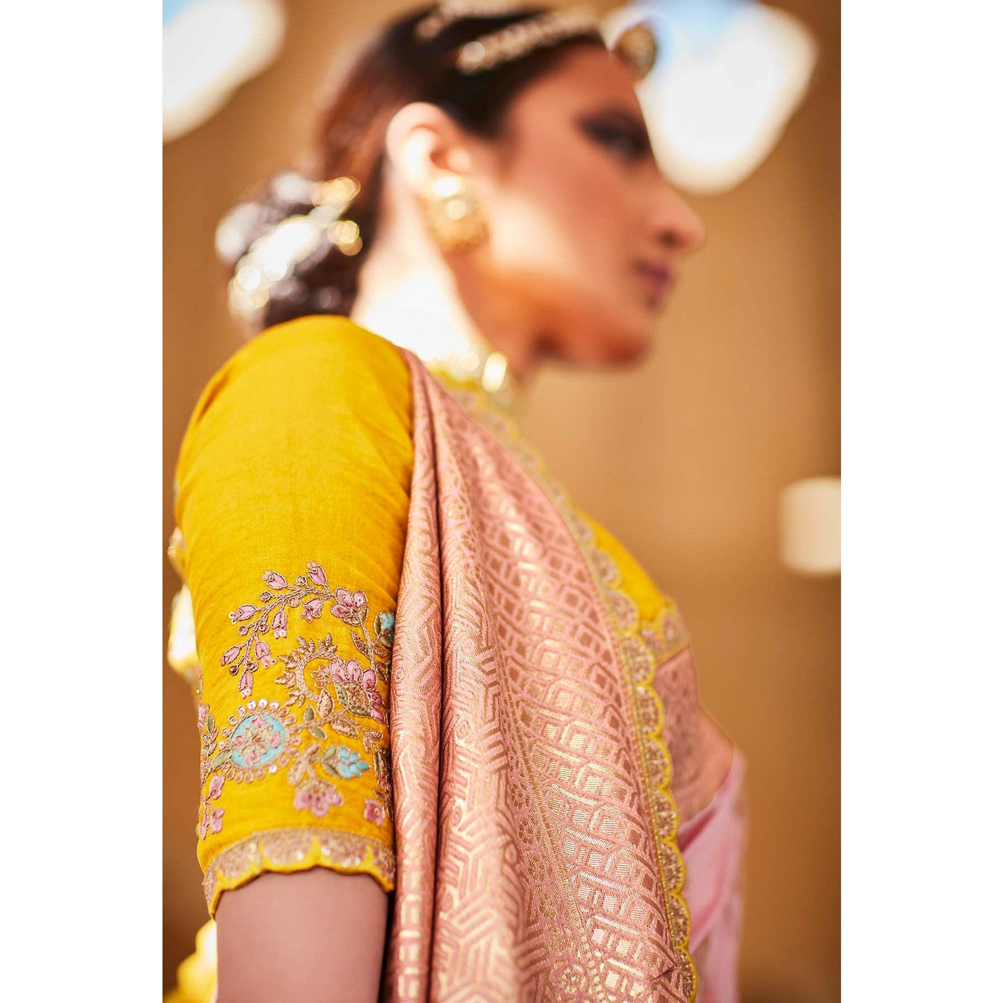 Pink Festive Wear Woven Dola Silk Saree - Peachmode