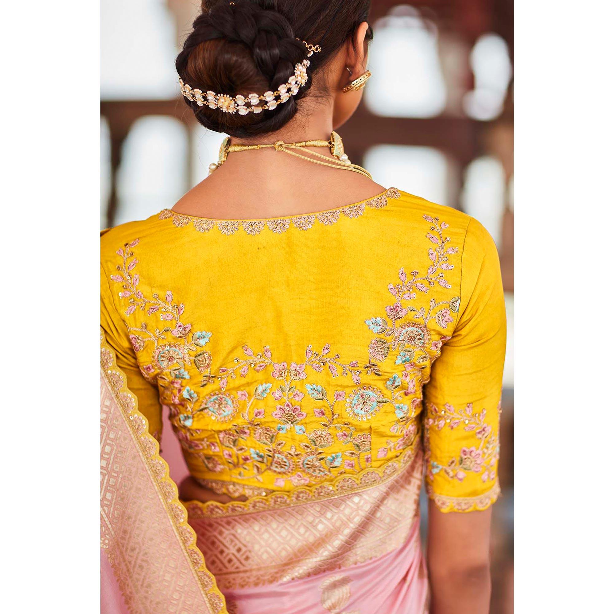 Pink Festive Wear Woven Dola Silk Saree - Peachmode