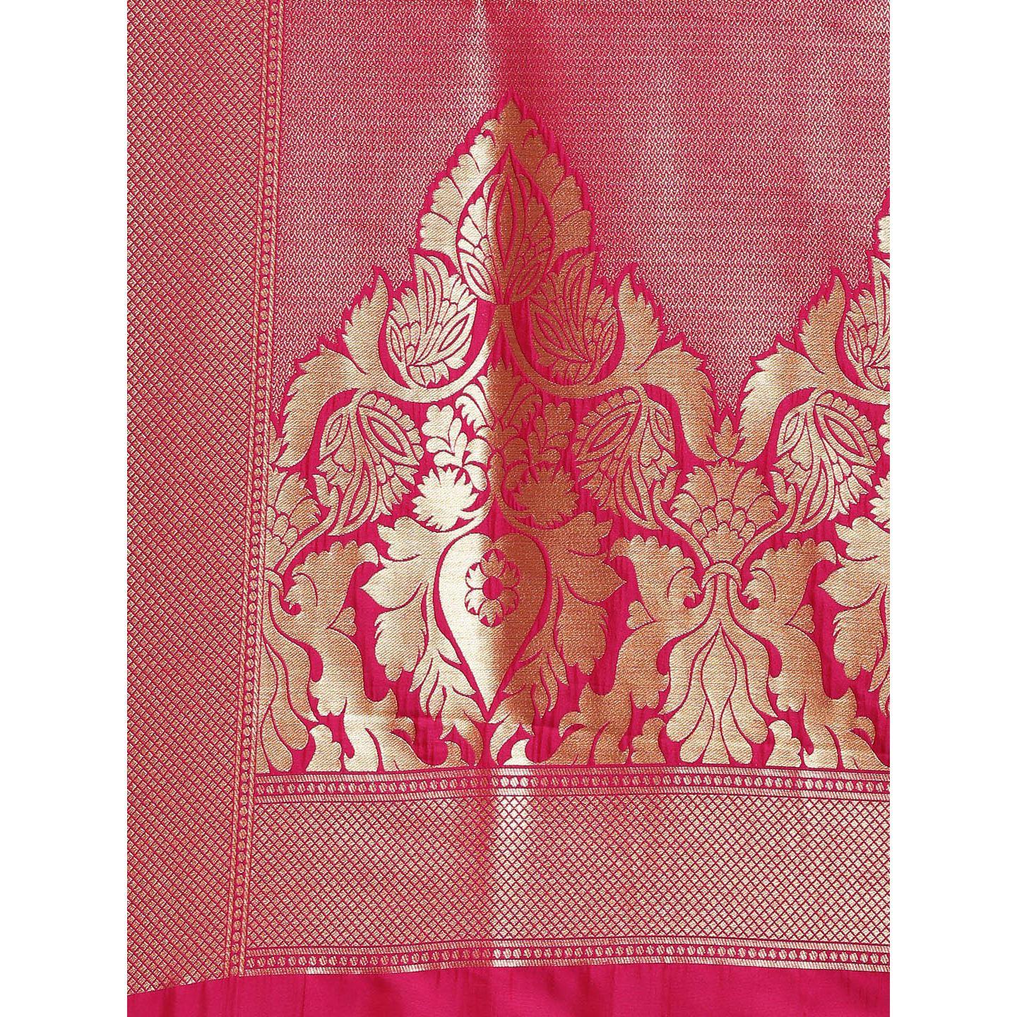 Pink Festive Wear Woven Kanjivaram Silk Saree - Peachmode