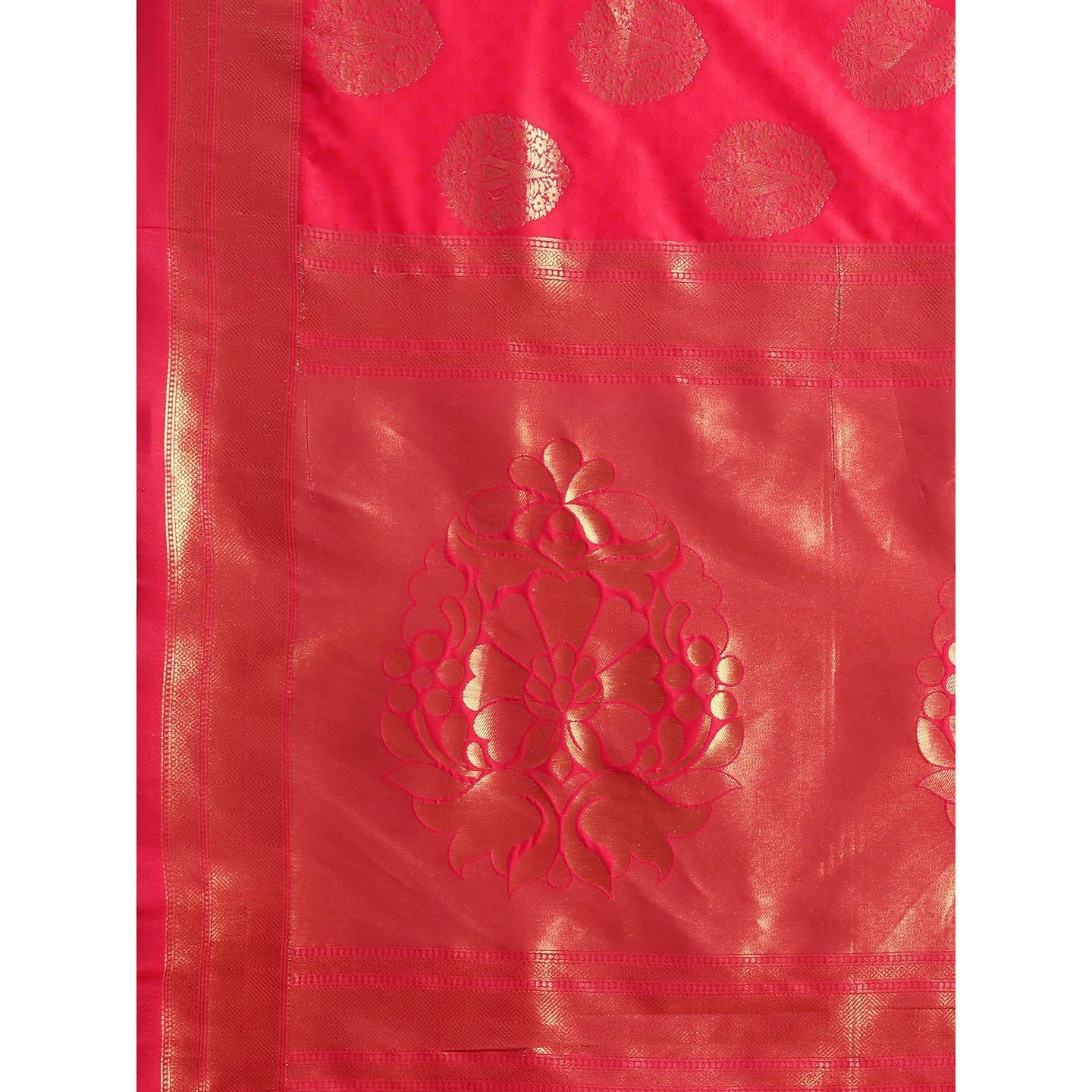 Pink Festive Wear Woven Kanjivaram Silk Saree - Peachmode