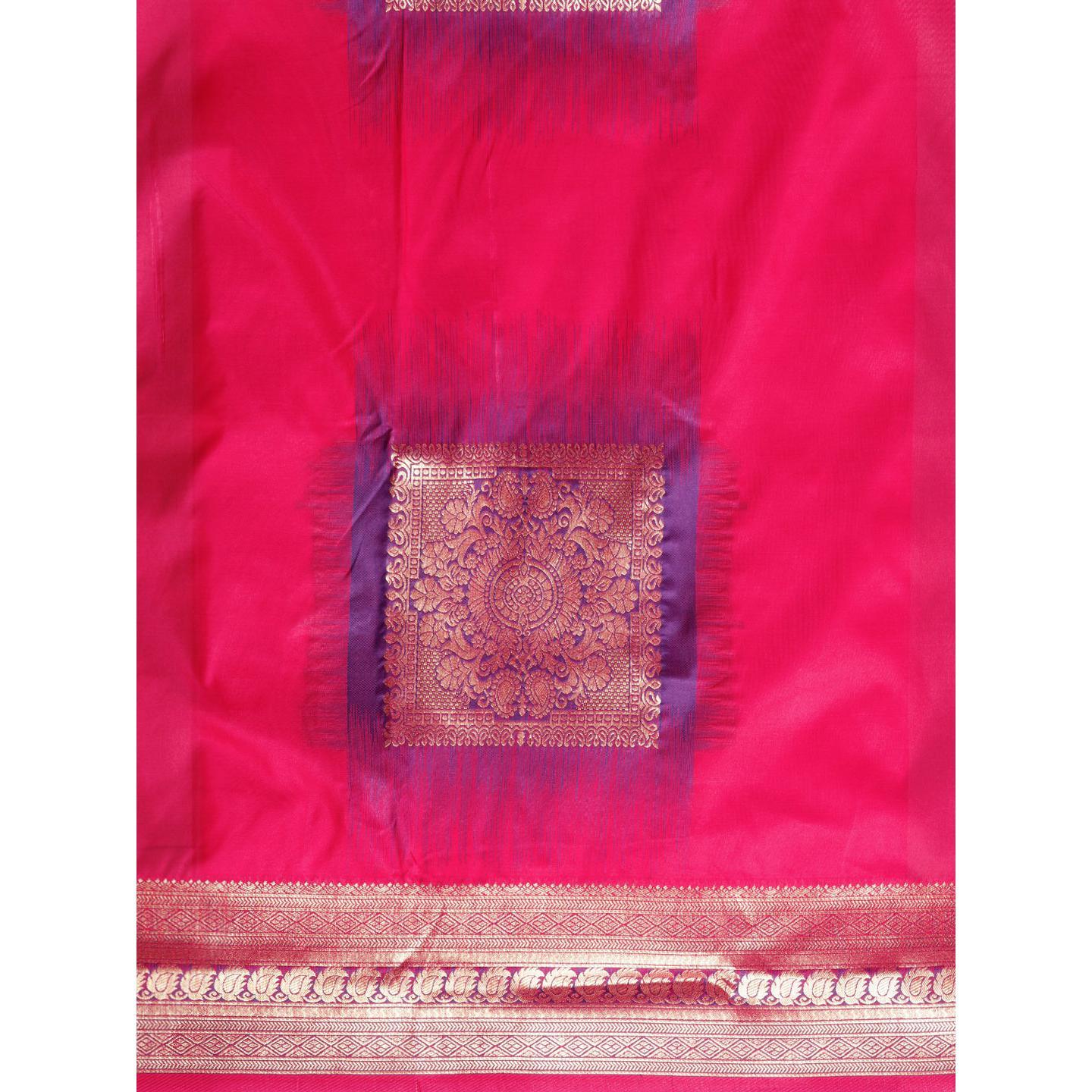 Pink Festive Wear Woven Kanjivaram Silk Saree - Peachmode