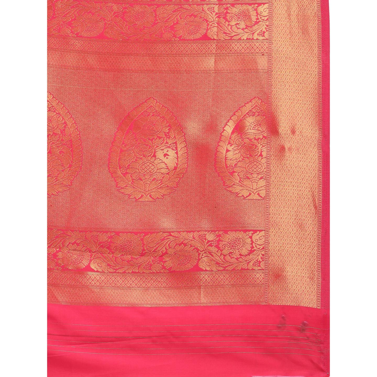 Pink Festive Wear Woven Kanjivaram Silk Saree - Peachmode