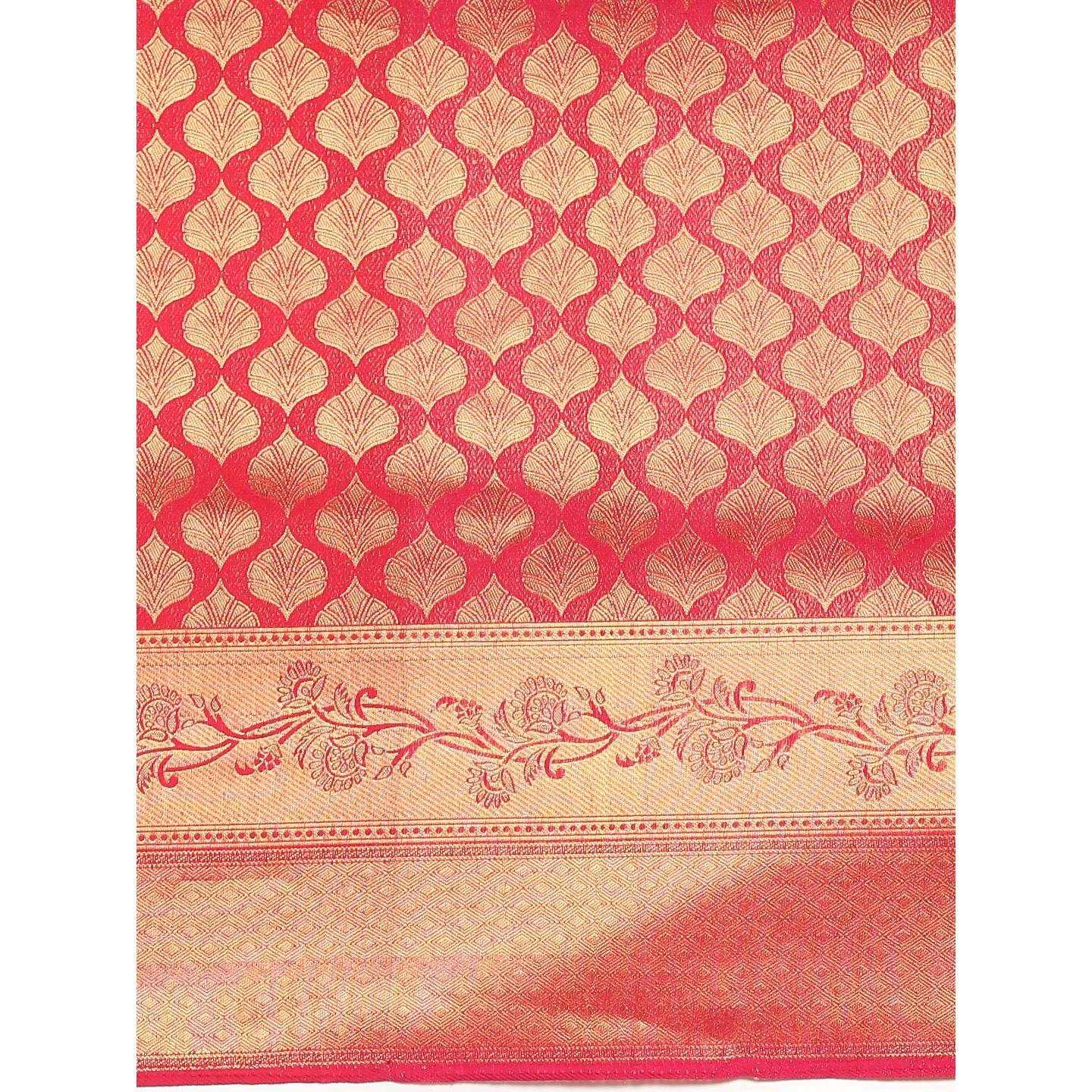 Pink Festive Wear Woven Kanjivaram Silk Saree - Peachmode