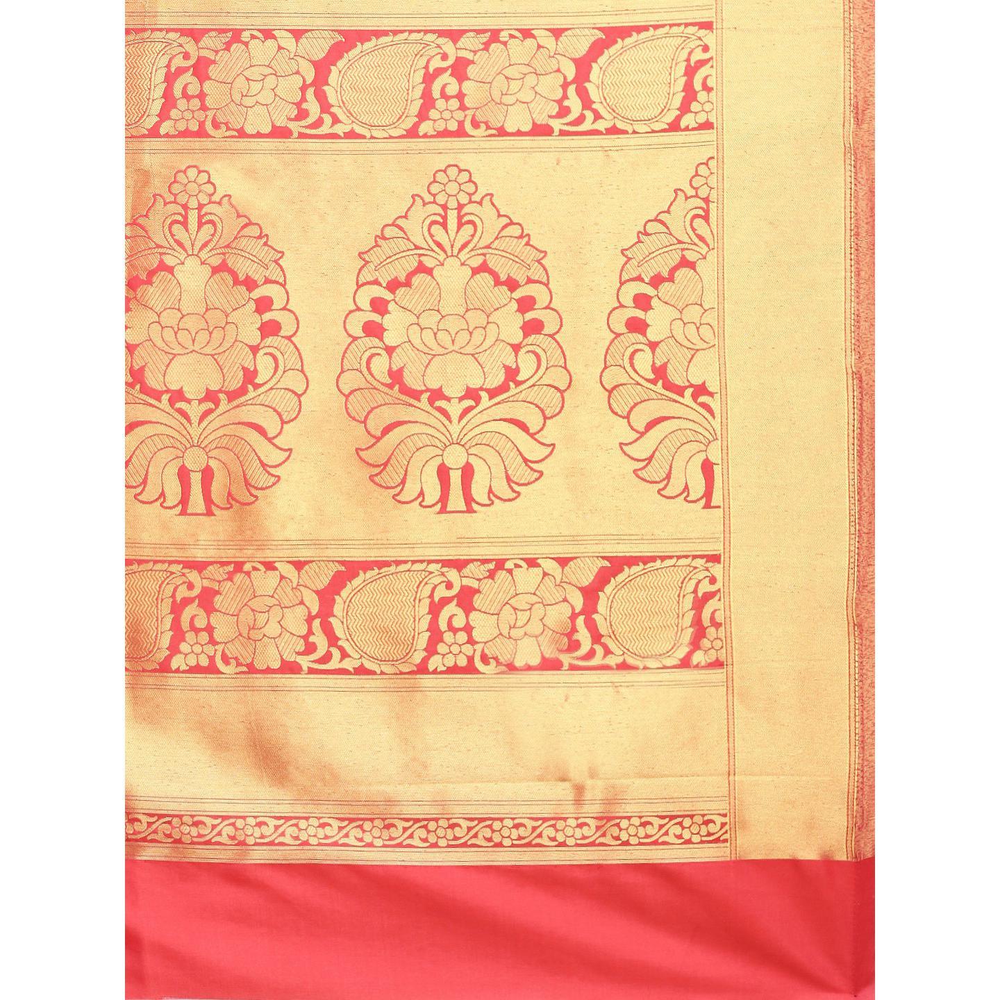 Pink Festive Wear Woven Kanjivaram Silk Saree - Peachmode