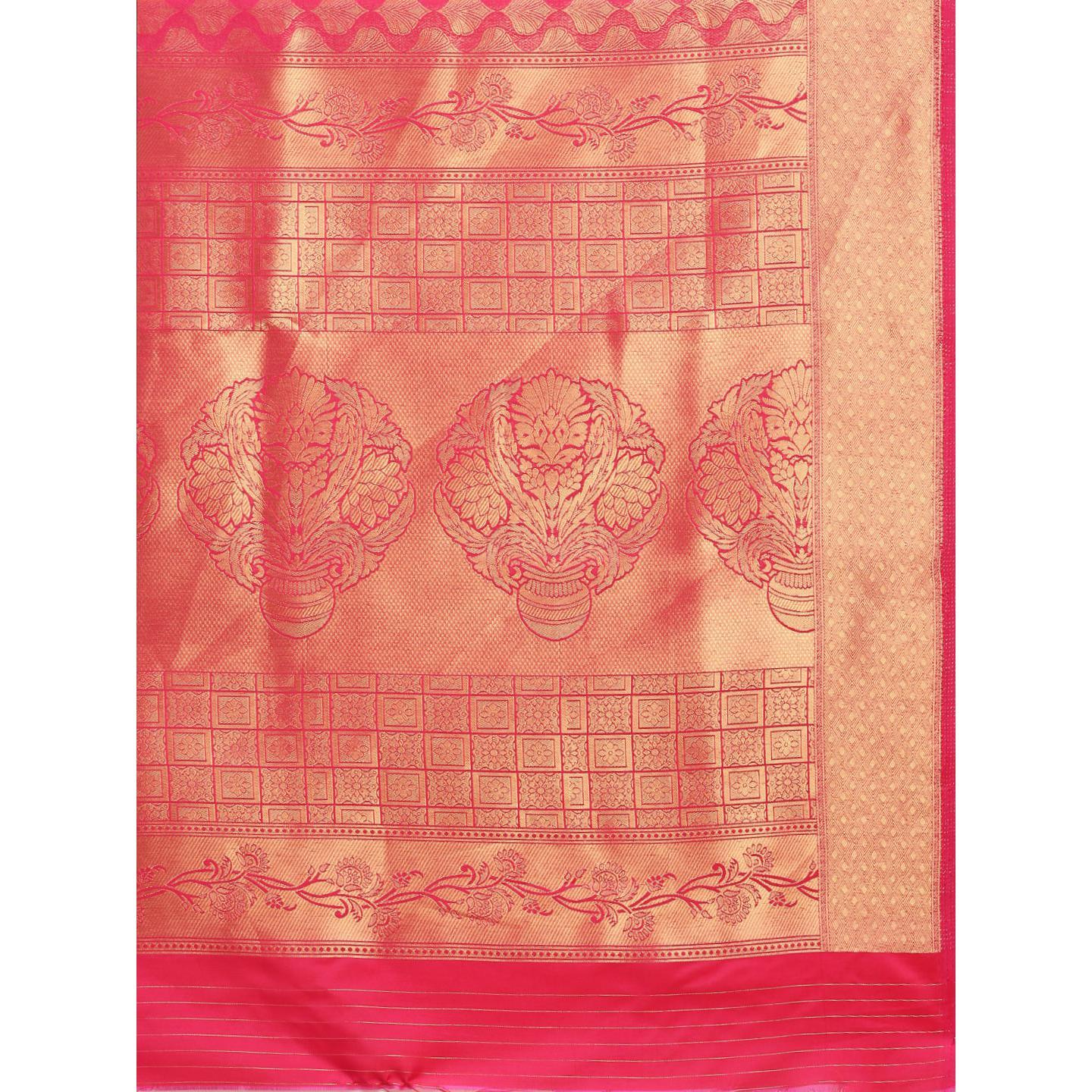 Pink Festive Wear Woven Kanjivaram Silk Saree - Peachmode