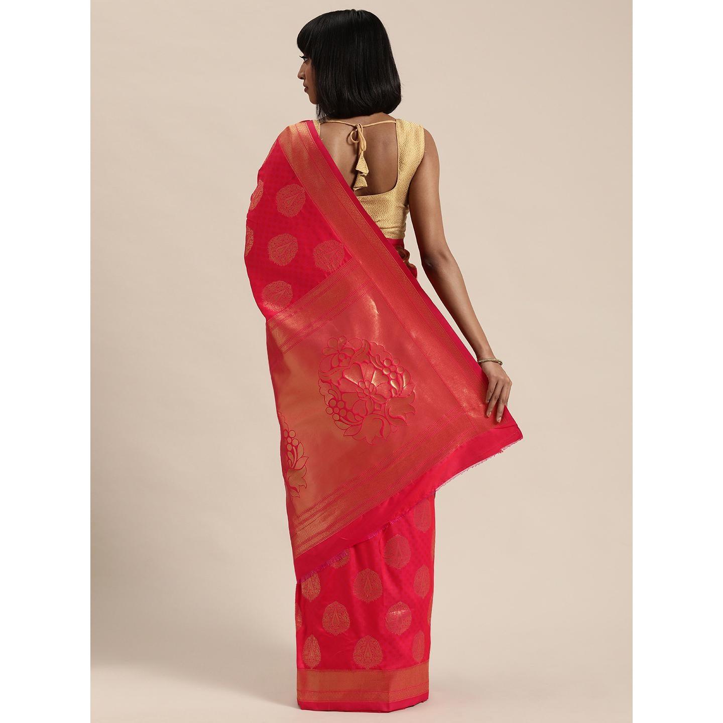 Pink Festive Wear Woven Kanjivaram Silk Saree - Peachmode