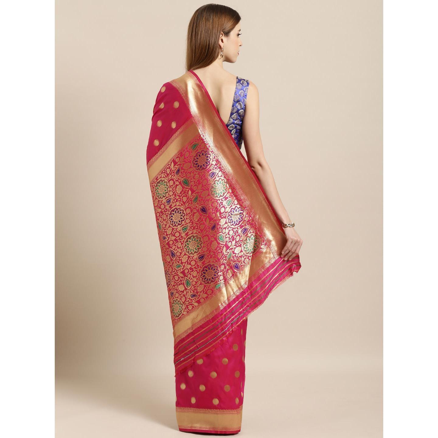 Pink Festive Wear Woven Kanjivaram Silk Saree - Peachmode