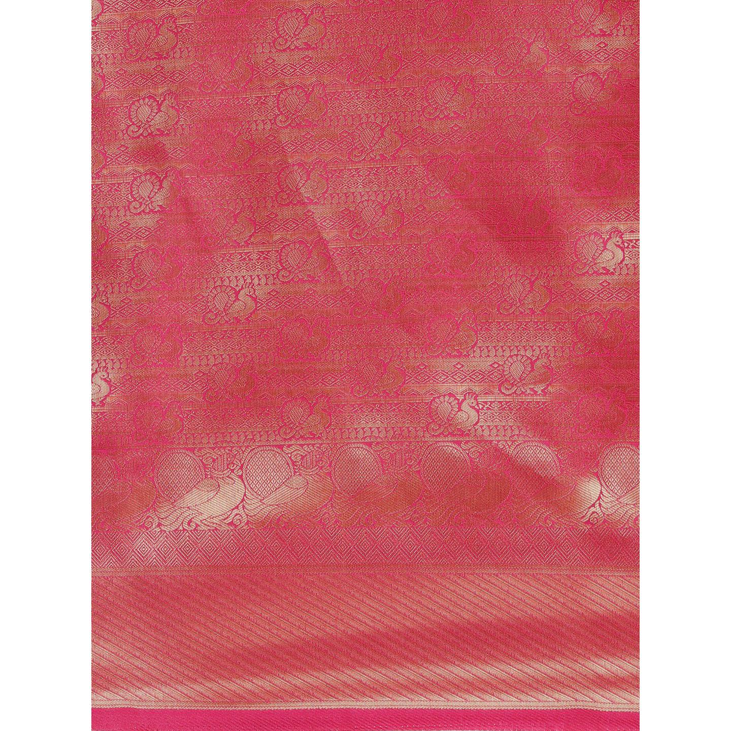 Pink Festive Wear Woven Kanjivaram Silk Saree - Peachmode