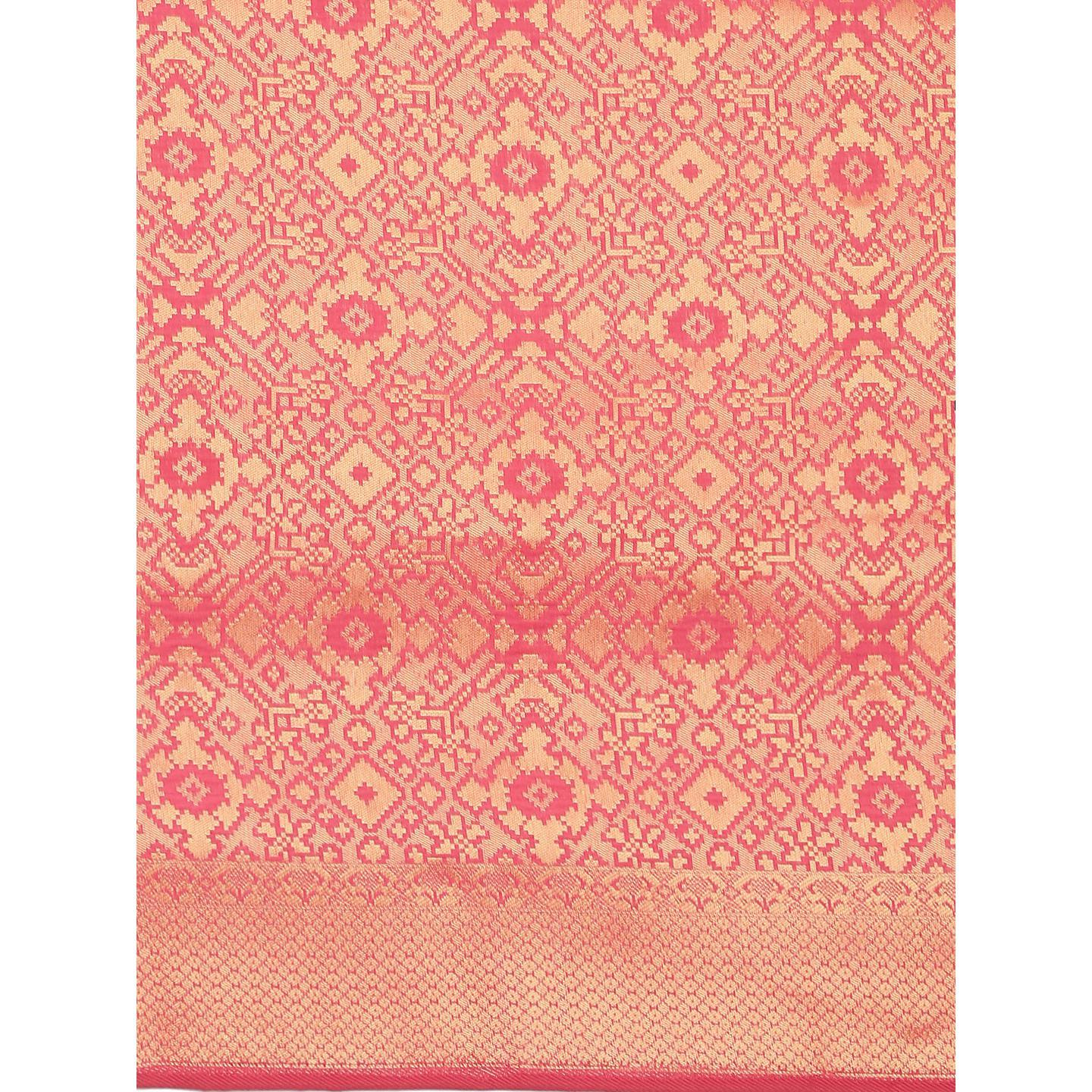 Pink Festive Wear Woven Kanjivaram Silk Saree - Peachmode